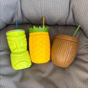 Set of Three Tropical Themed Cups
